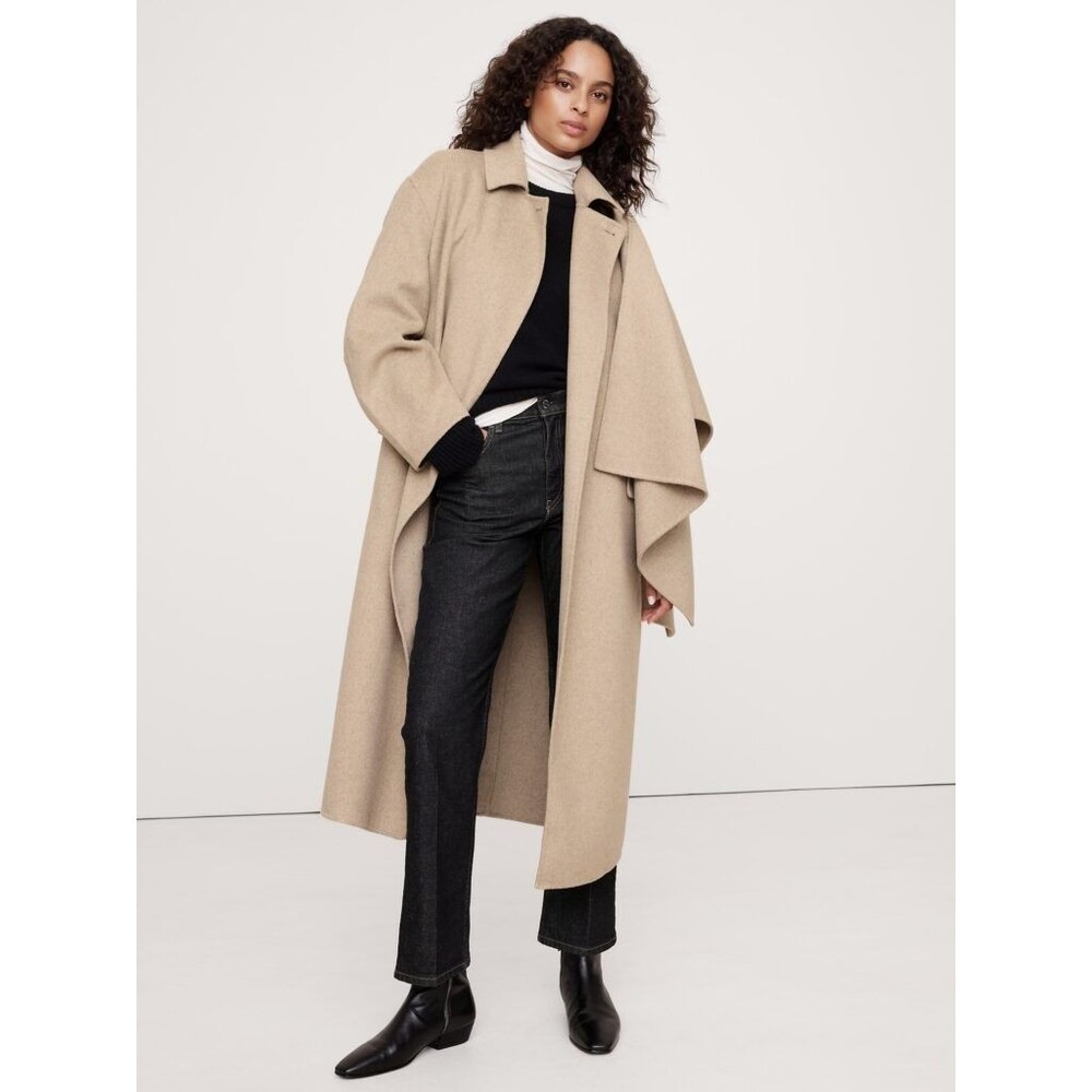 Banana Republic Double Faced Wool Cape Scarf Coat Ivory XXS Petite NWOT $450
